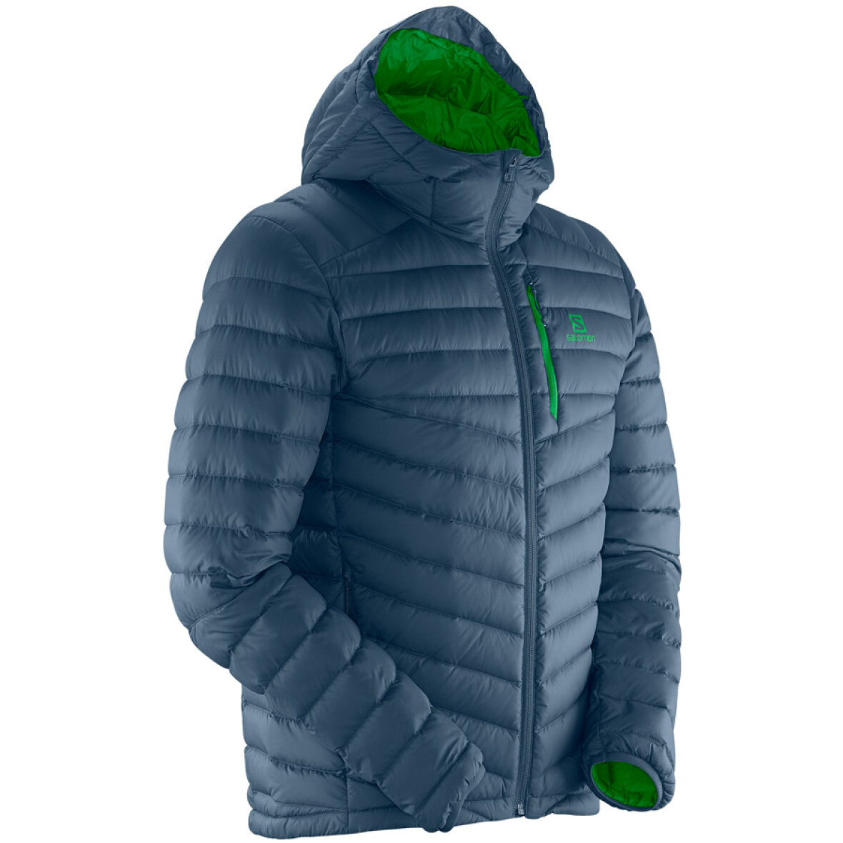 JAKKER TIL M ND Salomon Halo Down Hoodie II Bleu Gris