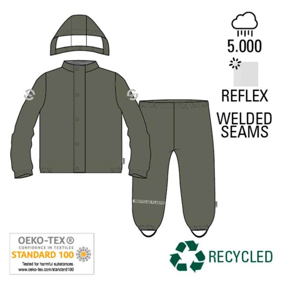 Mikk-Line - Rain Recycled Regnsæt Olive