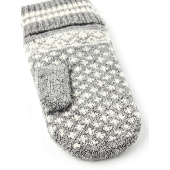 Hestra Isvik Mitten Grey/Offwhite Luffe i strik