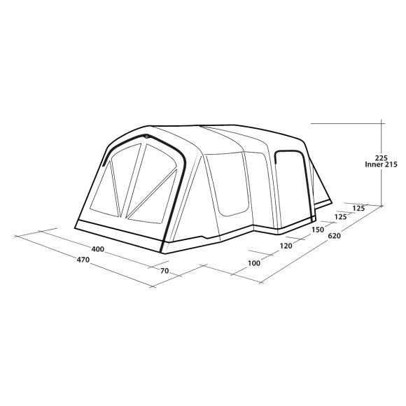 Populært telt fra Outwell Montana 6 Air Familietelt