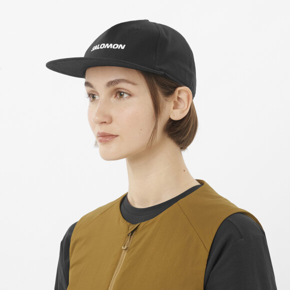 Salomon Logo Flat Cap Deep Black